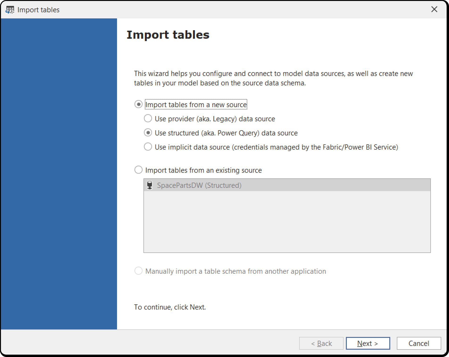 Import Tables Wizard