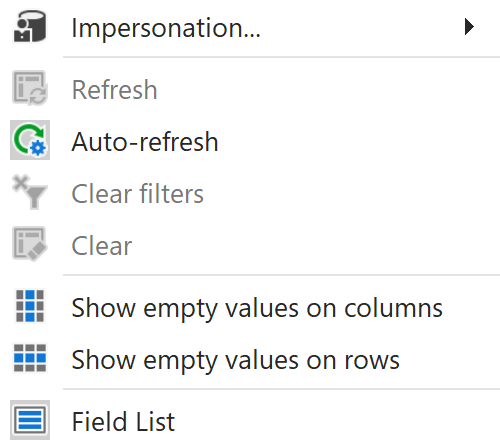 Pivot Grid Menu