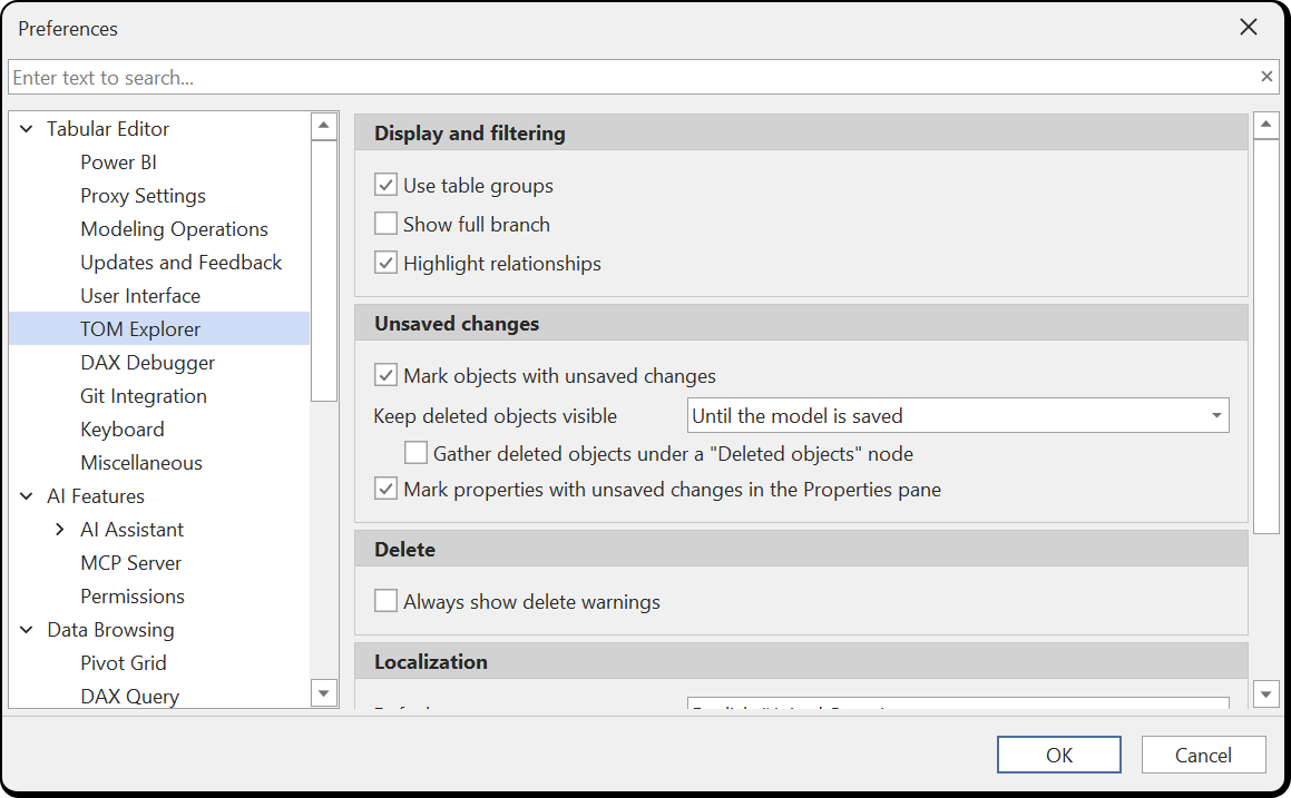 Tom Explorer Settings